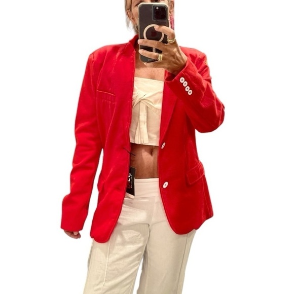 Soho Collection Red Cotton Blend Blazer.Size 48=M - Picture 5 of 16